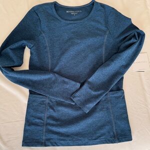Beyond Yoga Celestial Blue Out of Pocket Spacedye Long Sleeve Tee